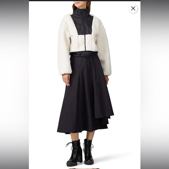 Ena Pelly PIA Faux Fur Shearling Bomber Jacket Cream and Black NWT Sz 6 - Picture 4 of 15